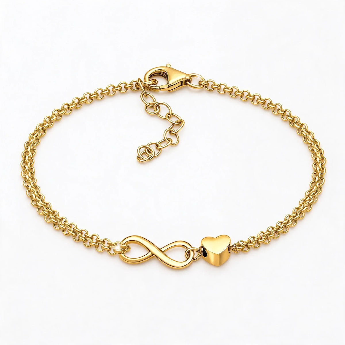 Nerivo - Dainty Infinity Heart Charm Bracelet Wearing Day To Day With Casual Outfits