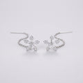 Petalin - Delicate Flower Threader Dangle Earrings Adding A Little Sparkle To An Everyday Outfit