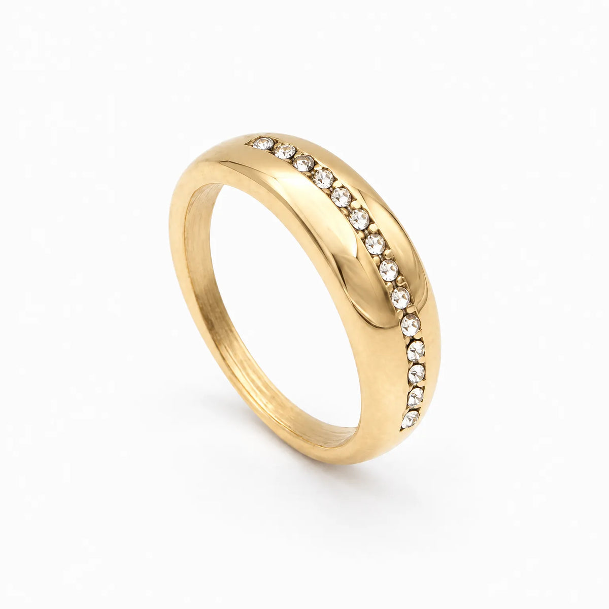 Quenza - Stackable Band Ring With Sparkling Stones Wearing It Every Day With Your Other Rings