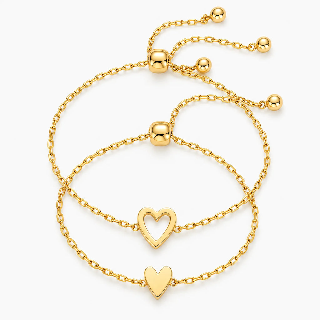 Solenna - Matching Heart Charm Bracelet Set Sharing A Matching Piece With Someone You Care About