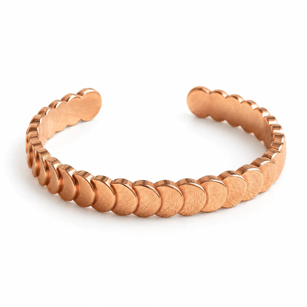 Solivon - Textured Overlapping Scale Cuff Bracelet Accenting Everyday Outfits With Sculpted Texture