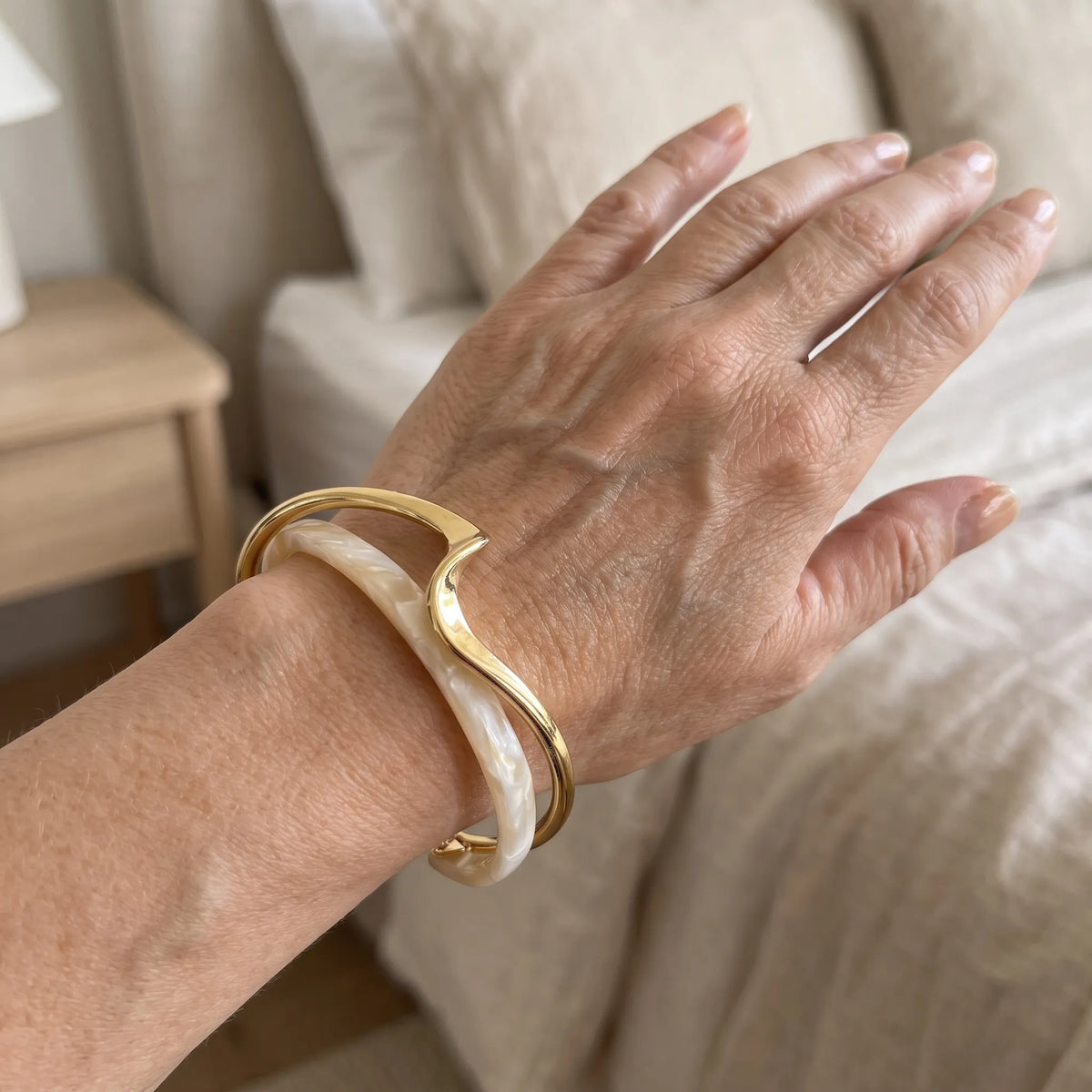 Solvay - Curved Open Cuff Bracelet Accenting Everyday Tailoring