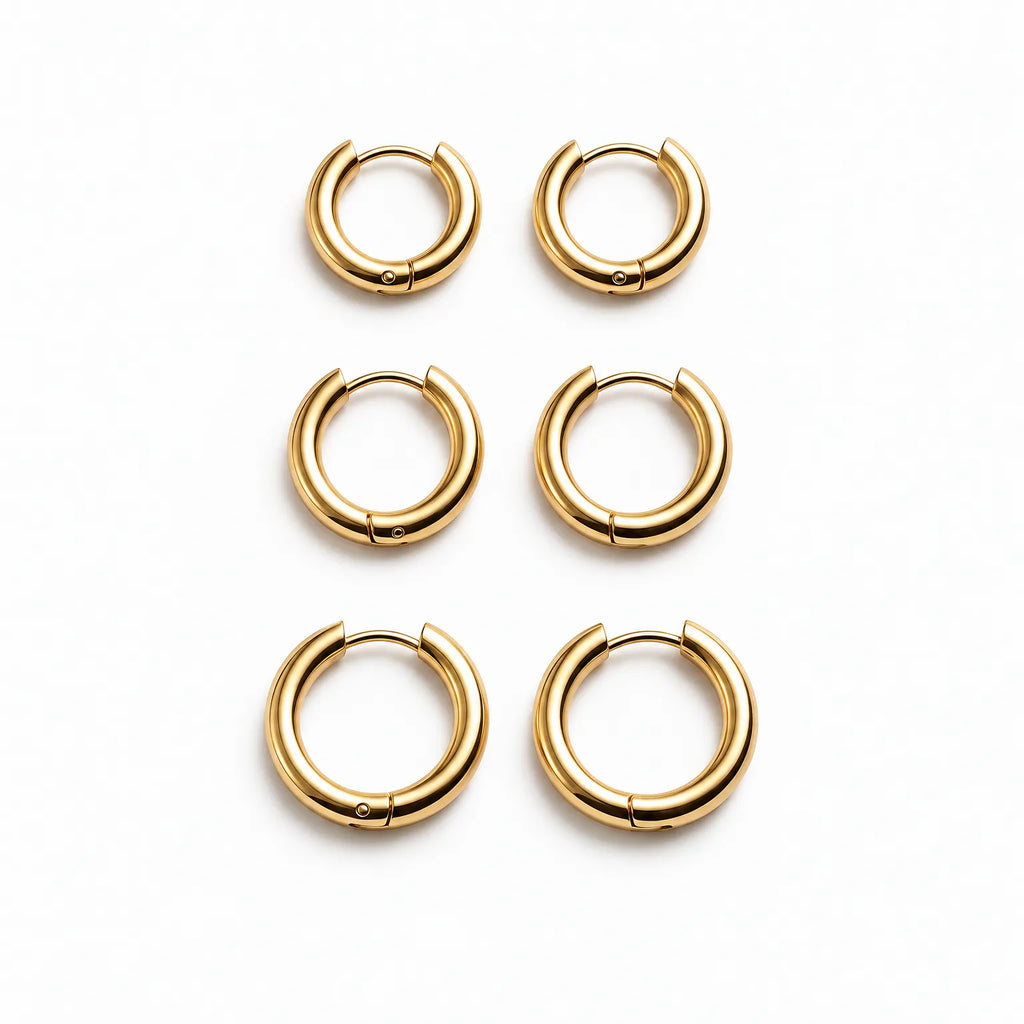 Tarnelo - Classic Round Hoop Earrings Everyday Wear With Casual Outfits