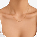 Tesira - Dainty Chain Necklace With Side Initial Wearing Every Day With Simple Tops And Sweaters
