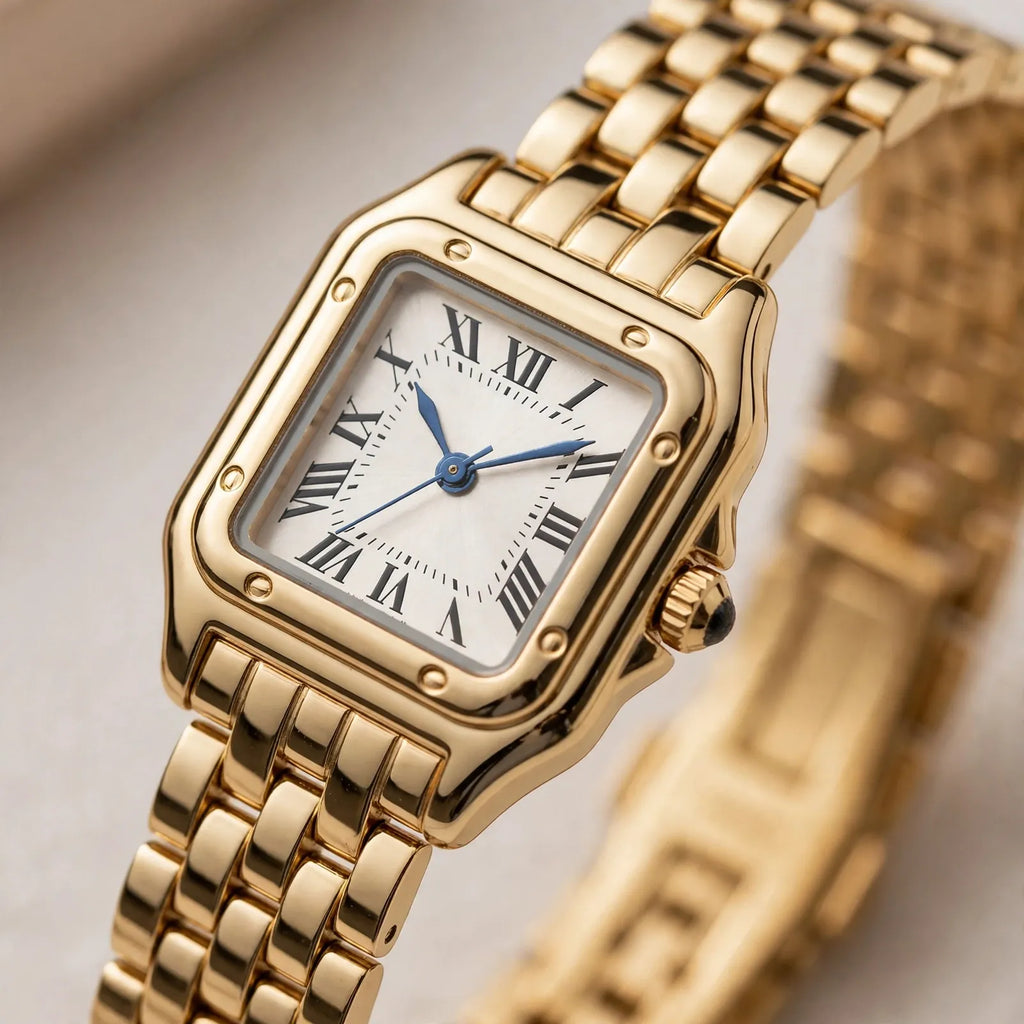 Tesmara - Square Roman Numeral Quartz Watch Everyday Wear With Casual Or Dressy Outfits
