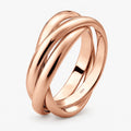 Tessaly - Interlocking Triple Band Ring Wearing On Its Own For An Everyday Look