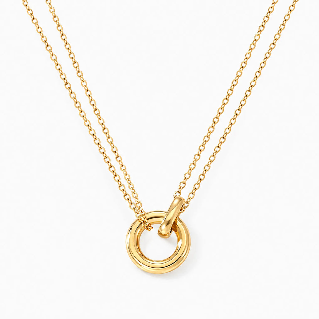 Tessane - Everyday Layered Chain Necklace With Ring Everyday Wear With Casual Outfits