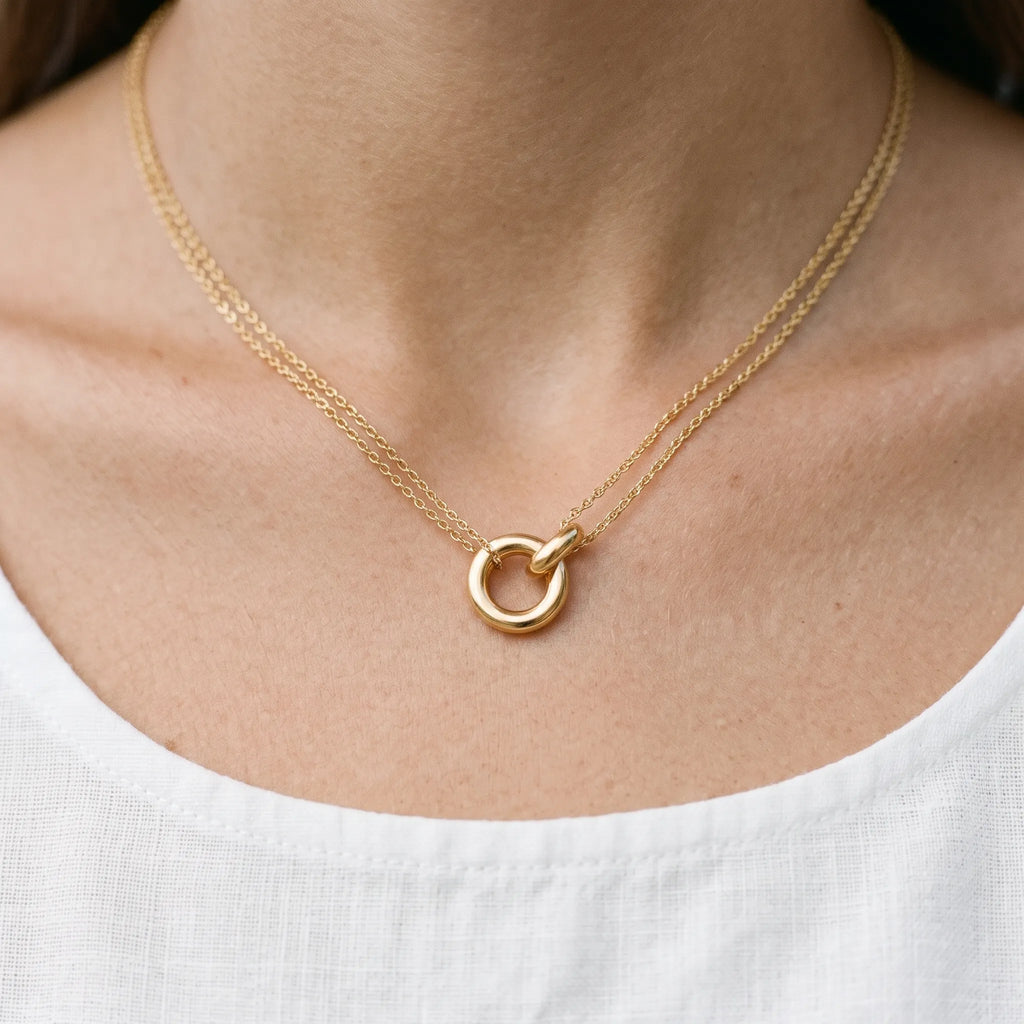 Tessane - Everyday Layered Chain Necklace With Ring Everyday Wear With Casual Outfits