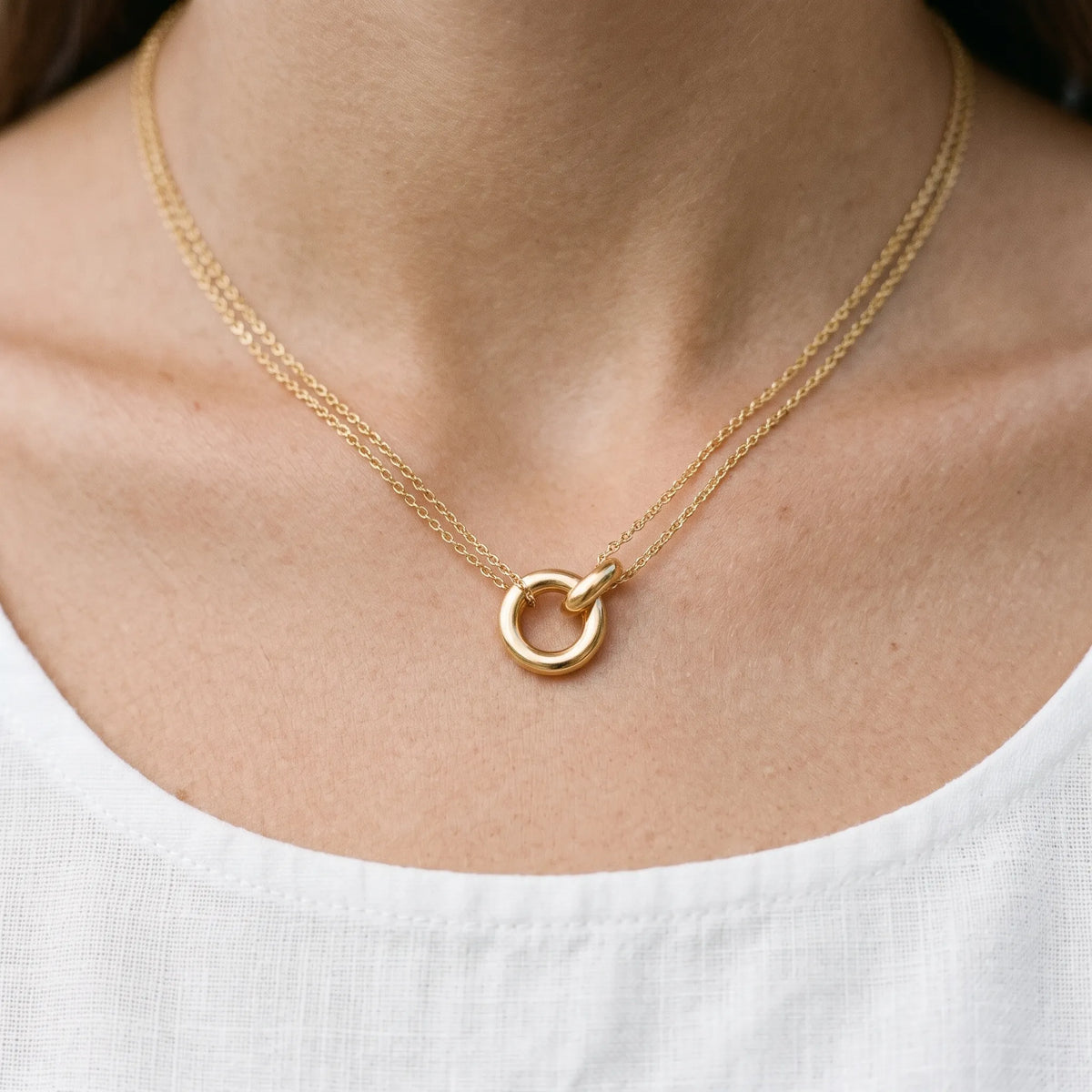 Tessane - Everyday Layered Chain Necklace With Ring Everyday Wear With Casual Outfits
