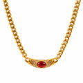 Thessaro - Statement Pendant Chain Necklace With Stone Adding A Bold Touch To Everyday Outfits
