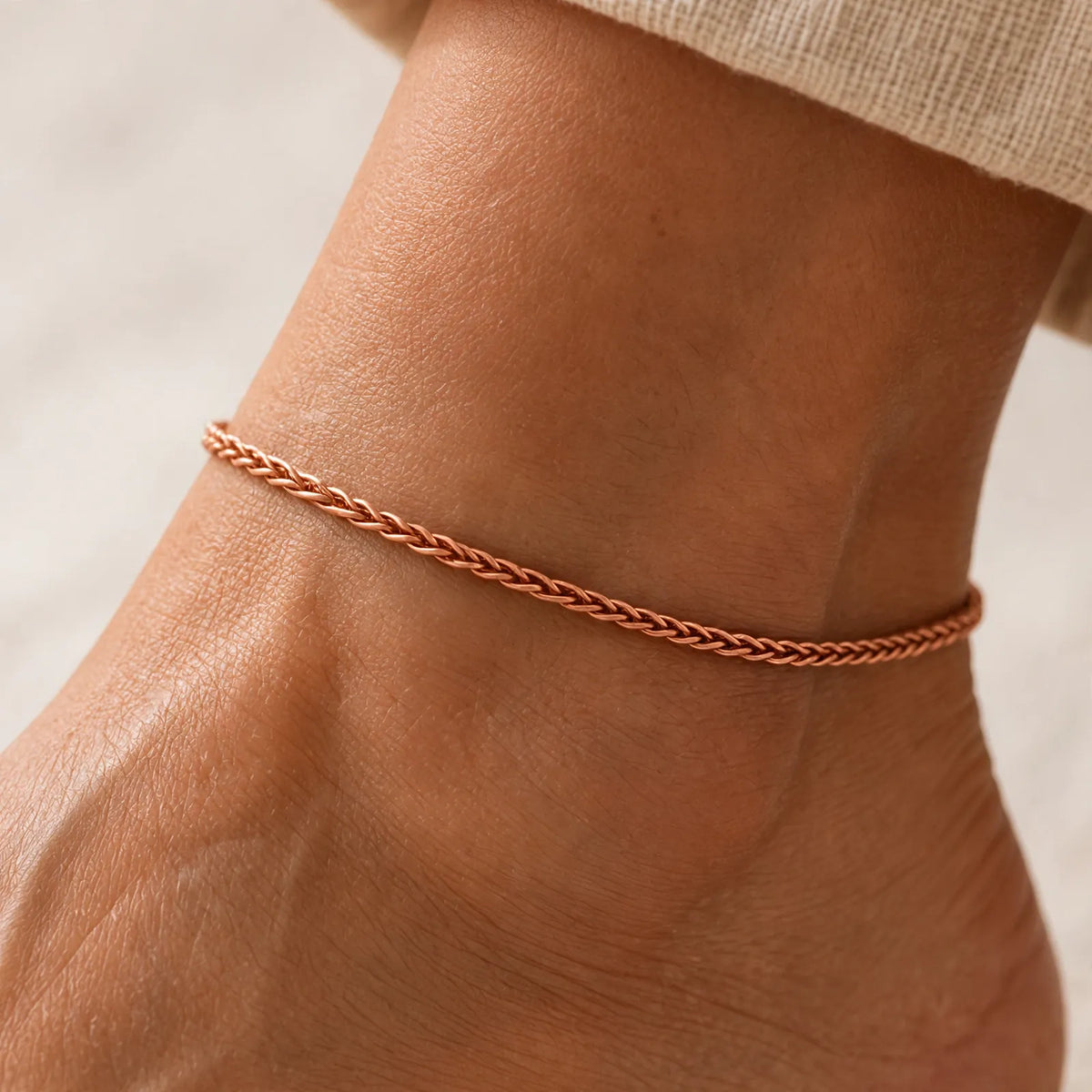 Torvane - Braided Minimalist Band Ankle Chain Add Understated Texture Around The Ankle