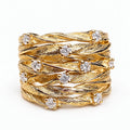 Trevina - Textured Woven Multi Band Ring Stacking With Everyday Jewelry Pieces