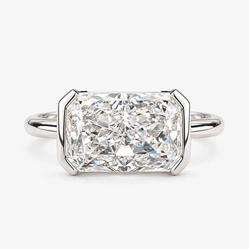 Vaelis - Emerald Cut Semi Bezel Ring Elevating Everyday Casual Wear