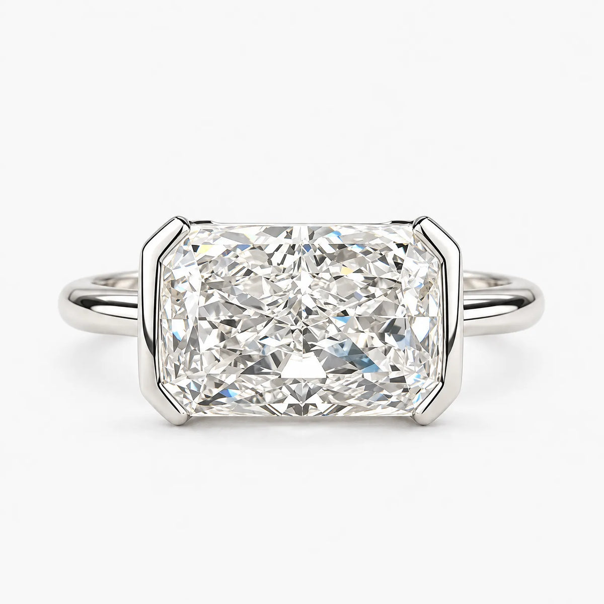 Vaelis - Emerald Cut Semi Bezel Ring Elevating Everyday Casual Wear