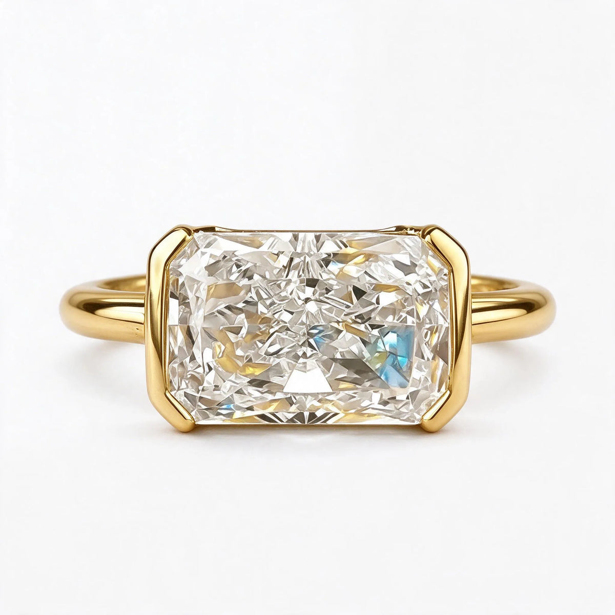 Vaelis - Emerald Cut Semi Bezel Ring Elevating Everyday Casual Wear