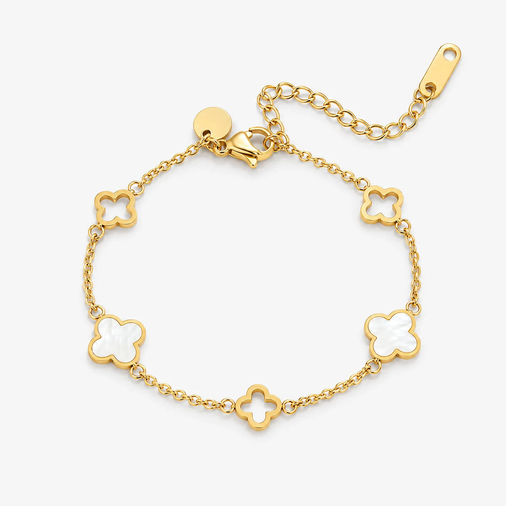 Vaelora - Clover Chain Link Charm Bracelet Layering With Delicate Wrist Pieces