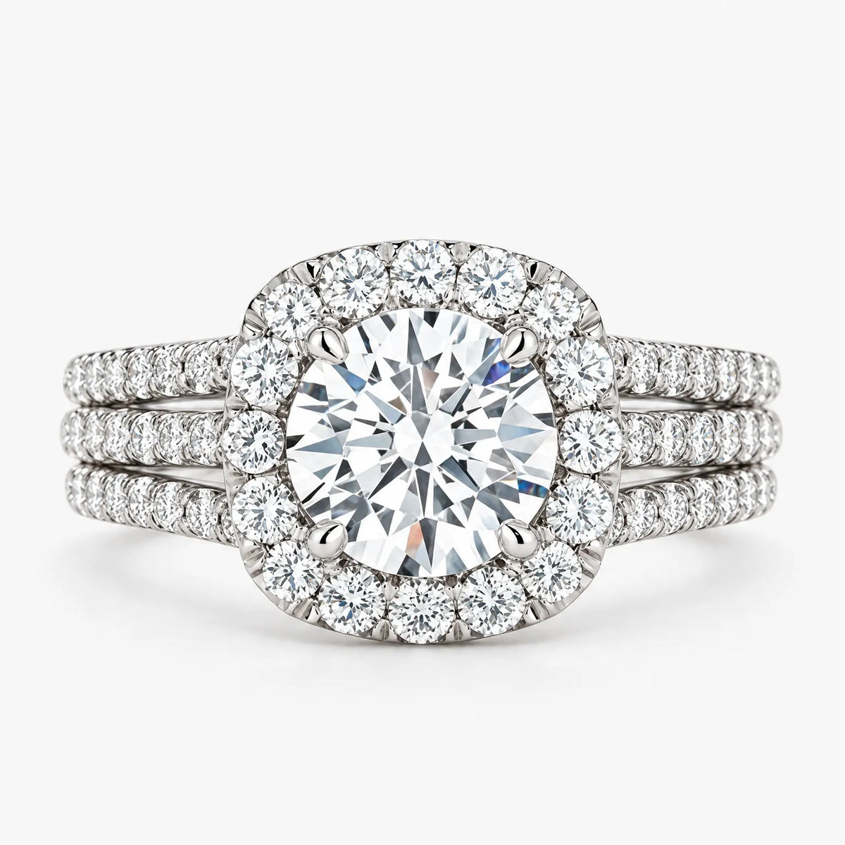 Veleria - Round Cut Pavé Halo Ring Styling For Romantic Evenings And Anniversaries