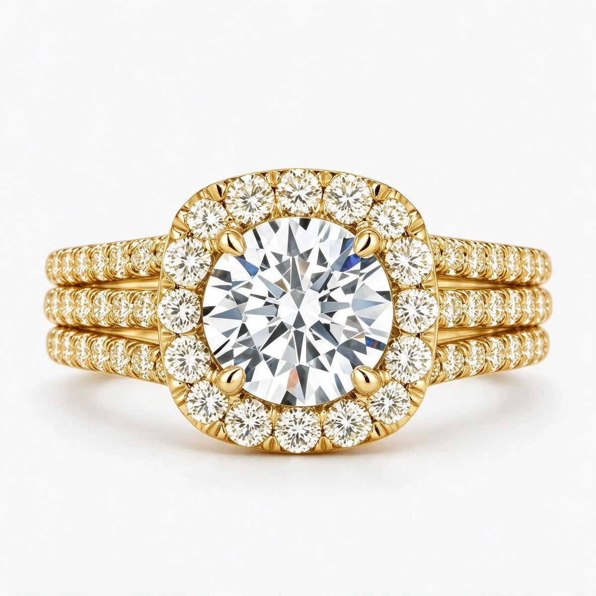 Veleria - Round Cut Pavé Halo Ring Styling For Romantic Evenings And Anniversaries