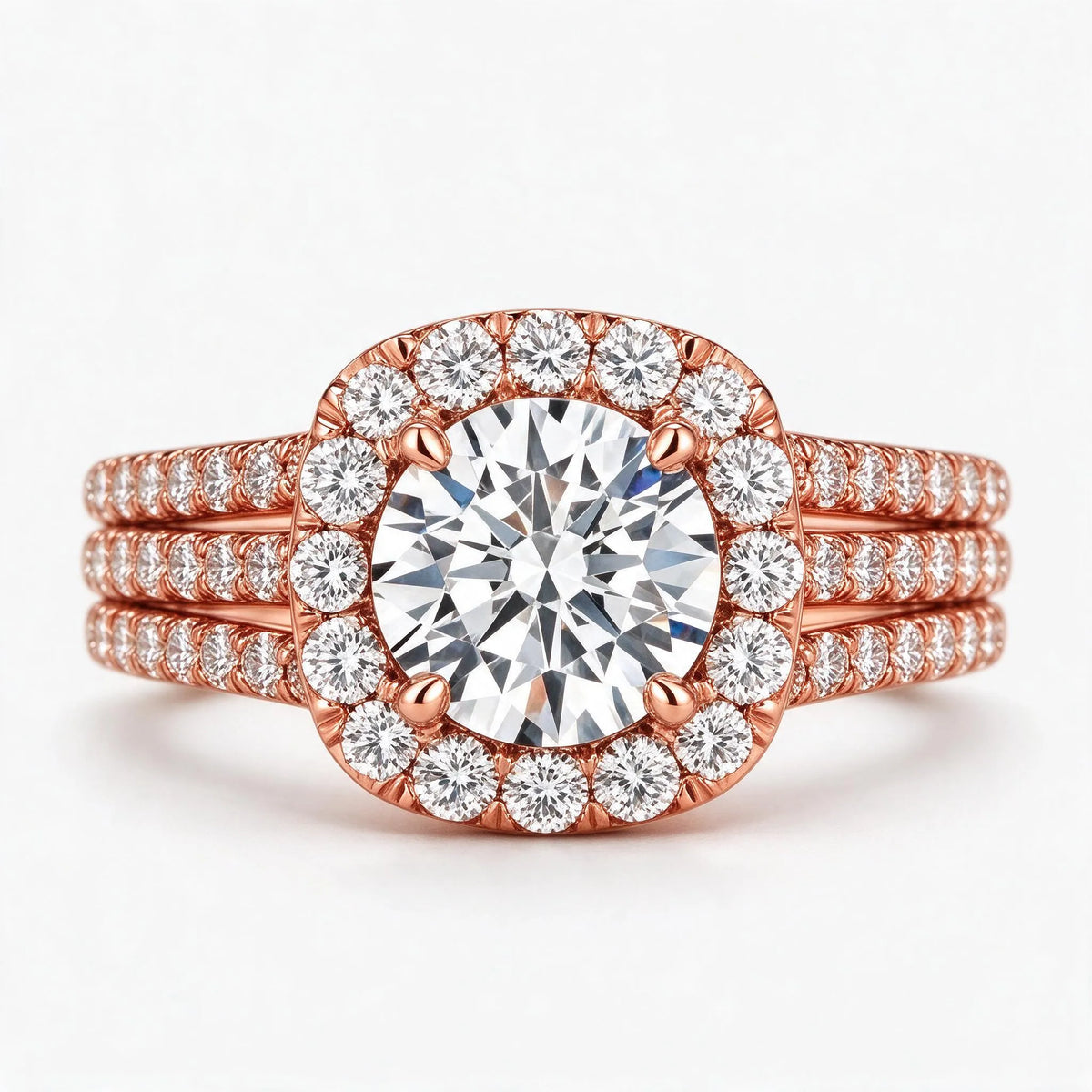 Veleria - Round Cut Pavé Halo Ring Styling For Romantic Evenings And Anniversaries