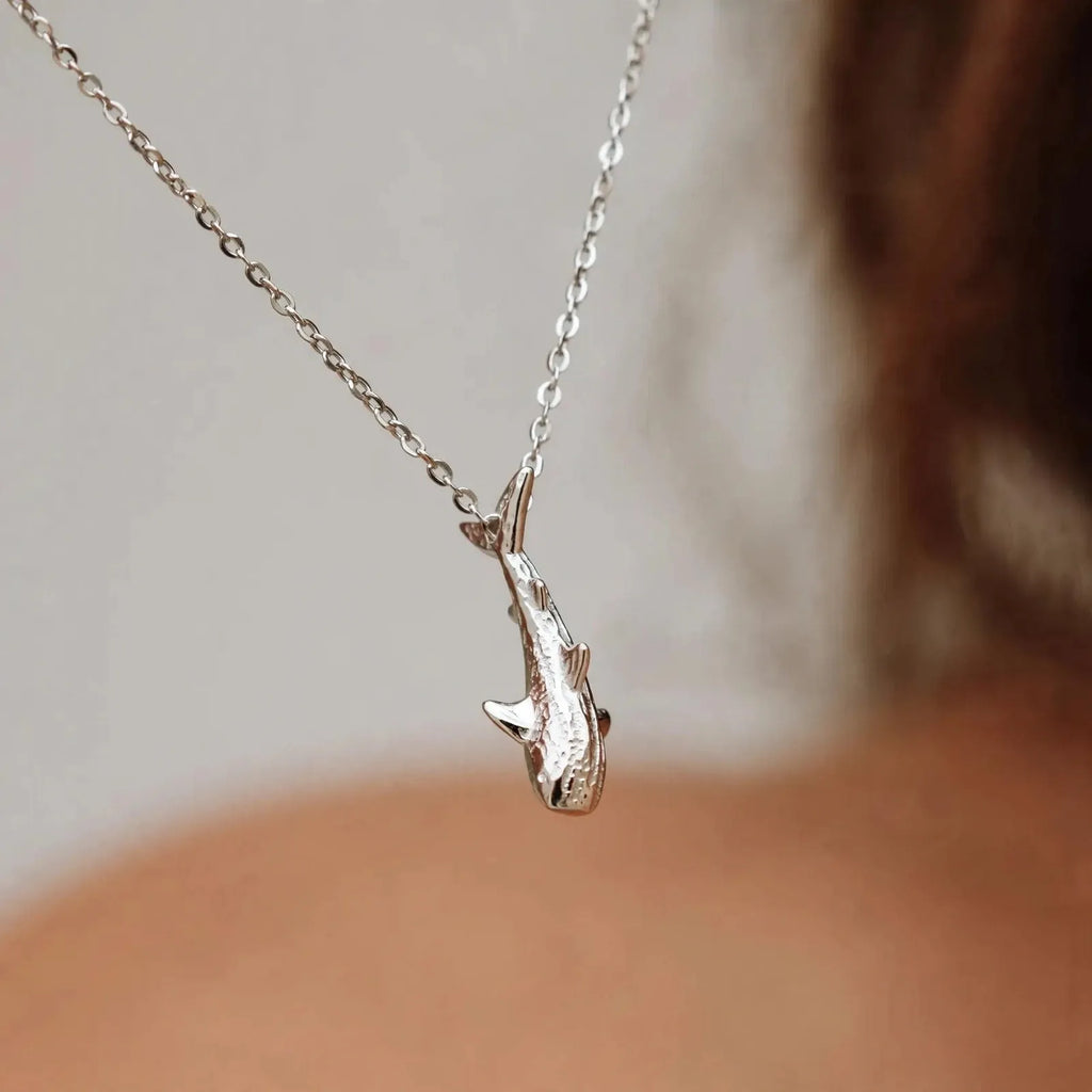 Velnoa - Whale Shark Pendant Chain Necklace Everyday Wear With Casual Outfits