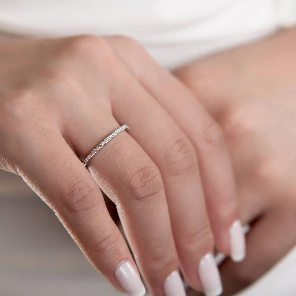 Velteza - Skinny Pave Stacking Ring For Layering Stacking With Your Other Rings