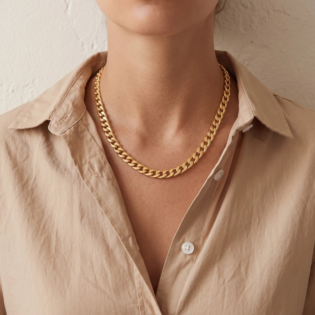 Veltro - Classic Curb Chain Collar Necklace Layering With Other Chain Styles