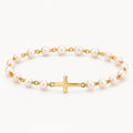 Verenne - Beaded Bracelet With A Sideways Cross Adding A Simple Faith-Inspired Touch To Everyday Outfits