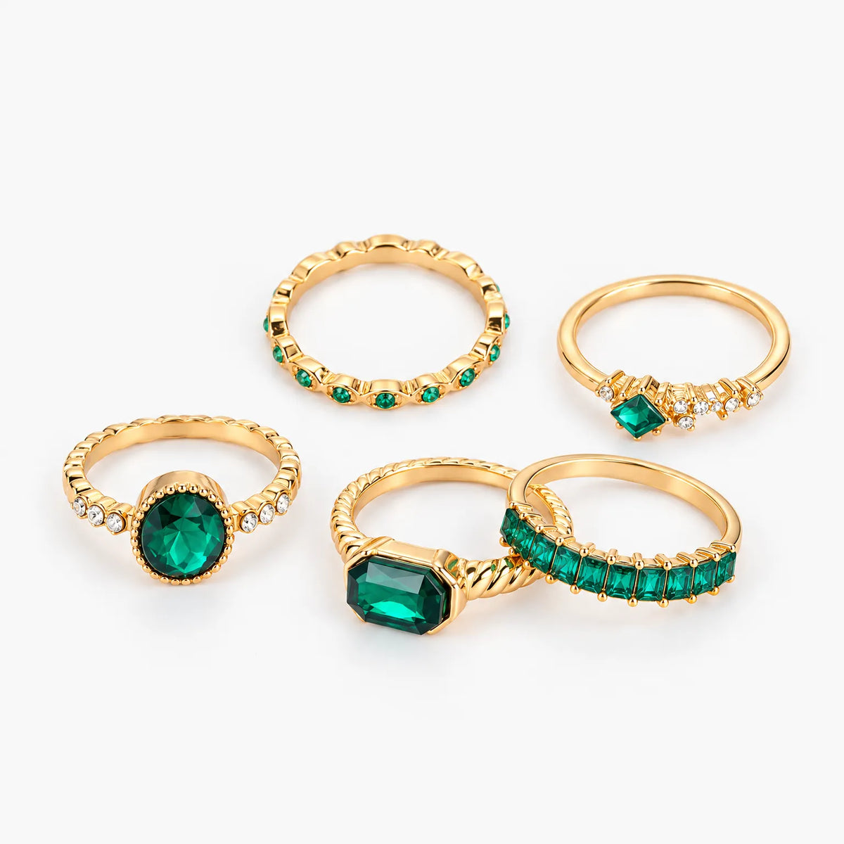 Vervana - Faceted Stone Stackable Ring Set Mixing And Matching Across Multiple Fingers