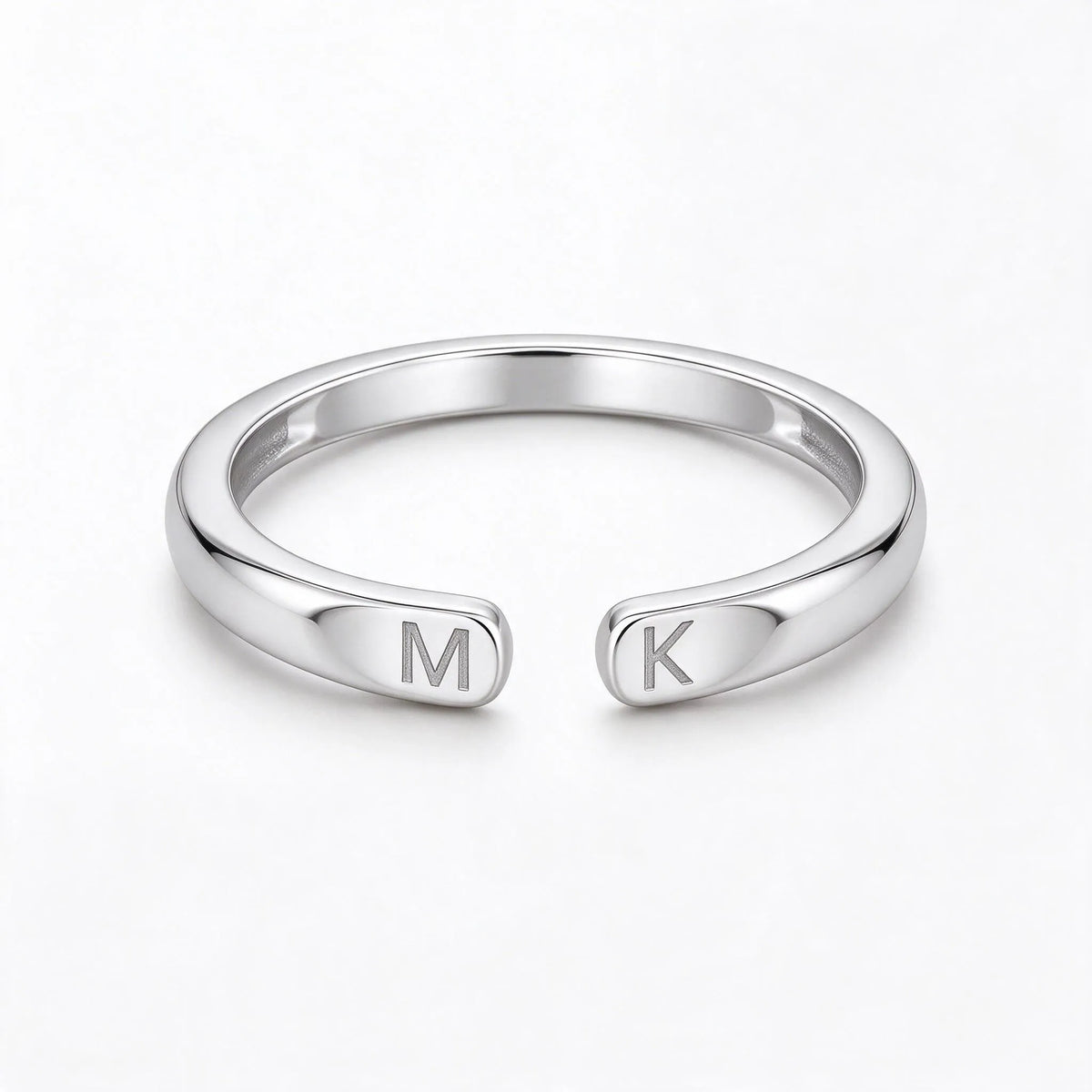 Vestane - Engraved Initial Ring, Adjustable Open Style Wearing Your Own Initials Every Day