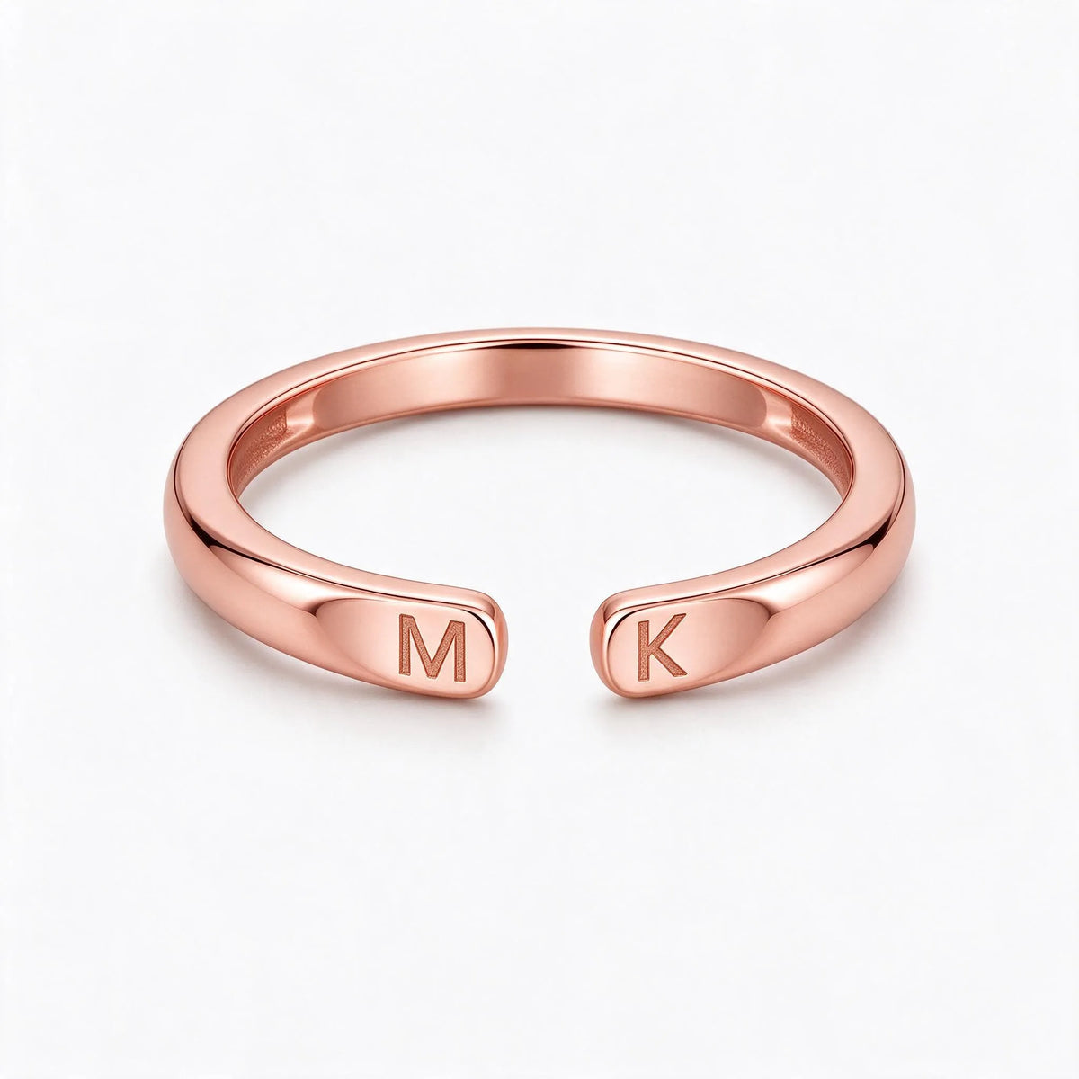 Vestane - Engraved Initial Ring, Adjustable Open Style Wearing Your Own Initials Every Day