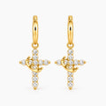 Veyra - Hoop Earrings With Cross Drop Adding A Small Touch Of Shine To Everyday Outfits