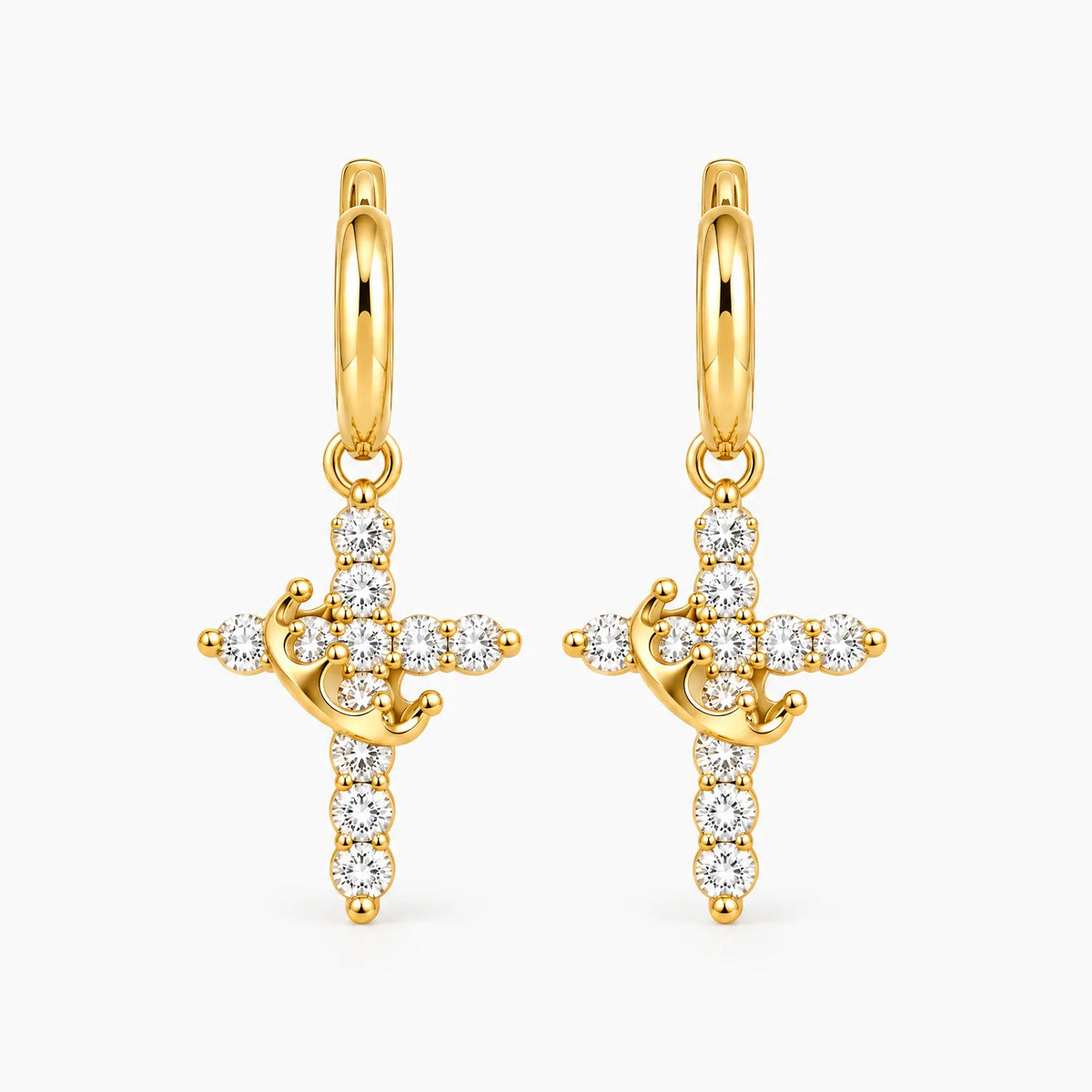 Veyra - Hoop Earrings With Cross Drop Adding A Small Touch Of Shine To Everyday Outfits