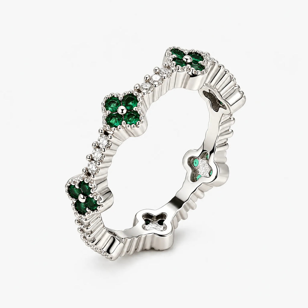 Viorica - Four-Leaf Clover Motif Band Ring Accent Everyday Casual And Tailored Outfits
