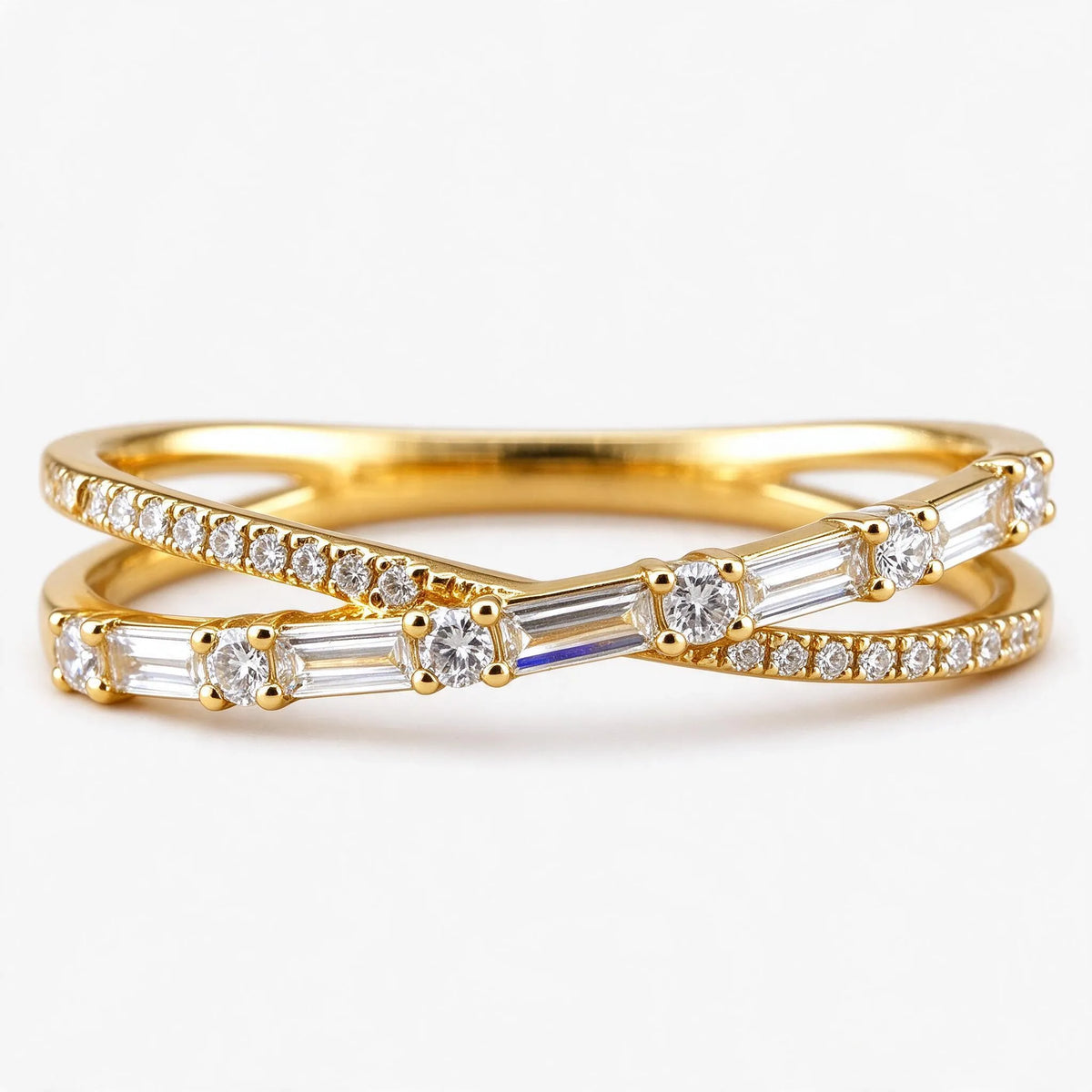 Vistora - Minimalist Crisscross Band Ring Wearing To The Office