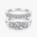 Vondira - Three Stone Bridal Ring Set Marking Engagements And Milestone Anniversaries