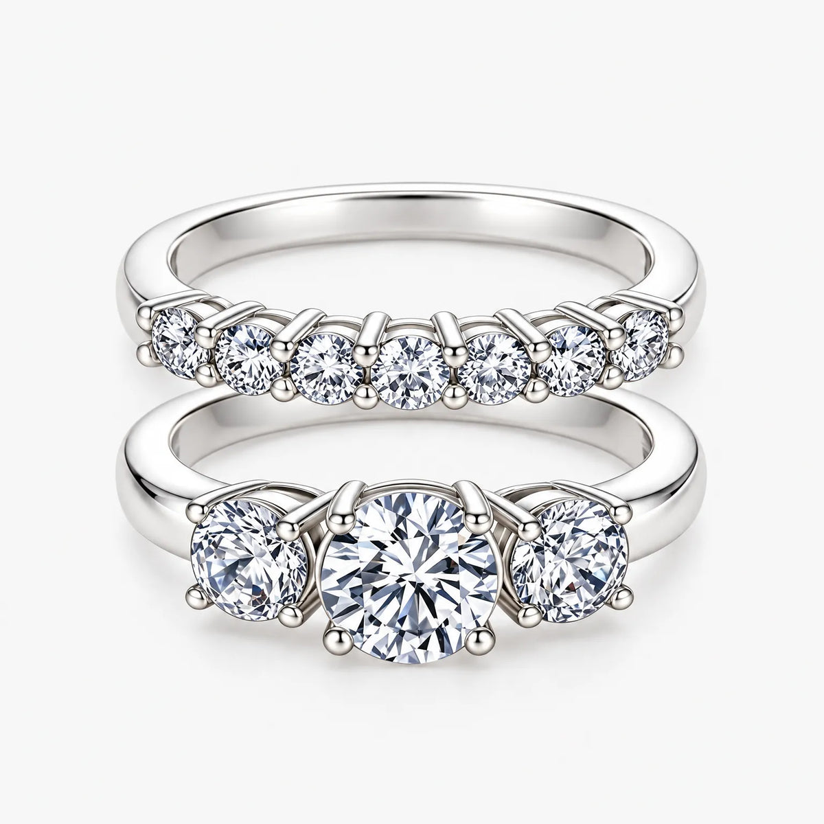 Vondira - Three Stone Bridal Ring Set Marking Engagements And Milestone Anniversaries