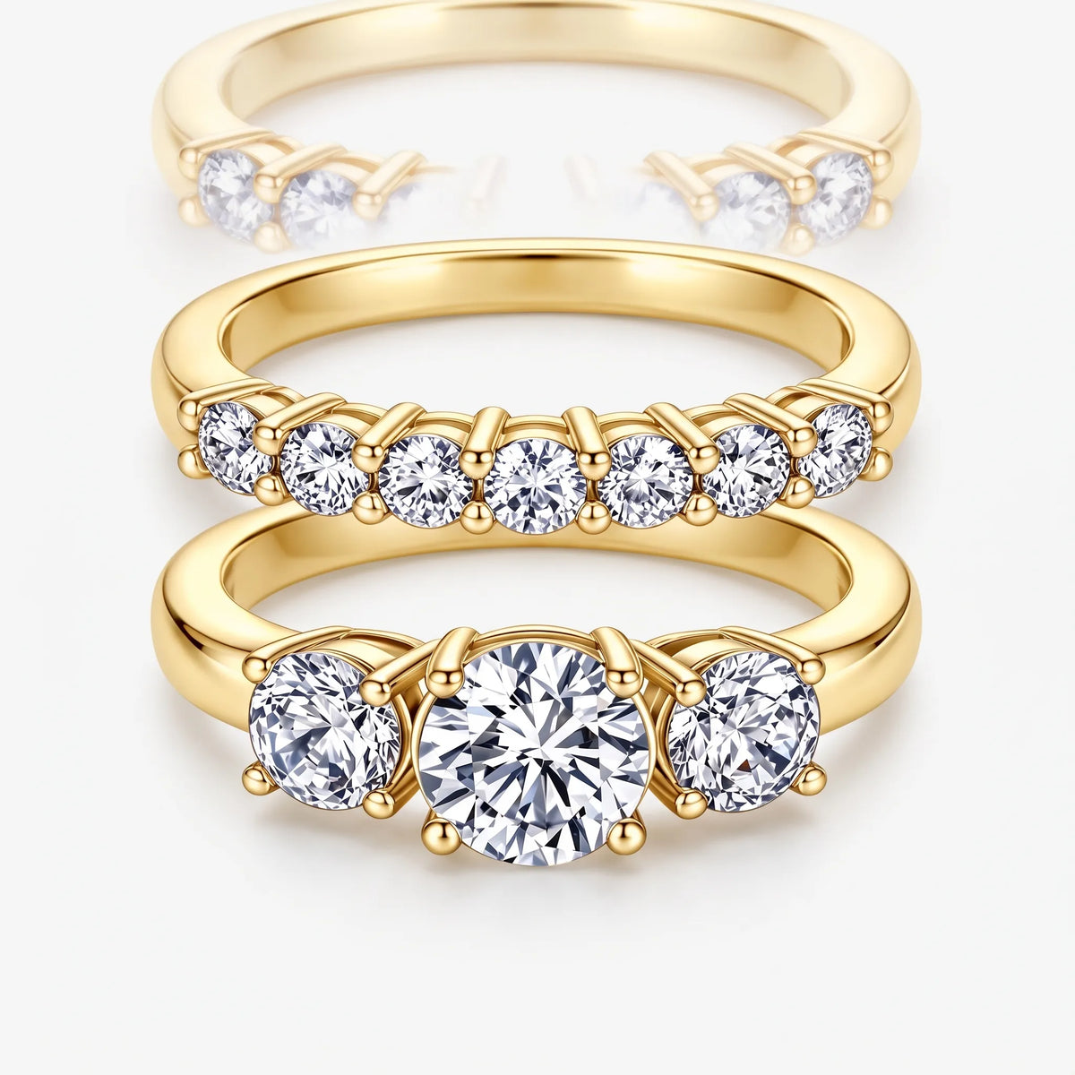 Vondira - Three Stone Bridal Ring Set Marking Engagements And Milestone Anniversaries