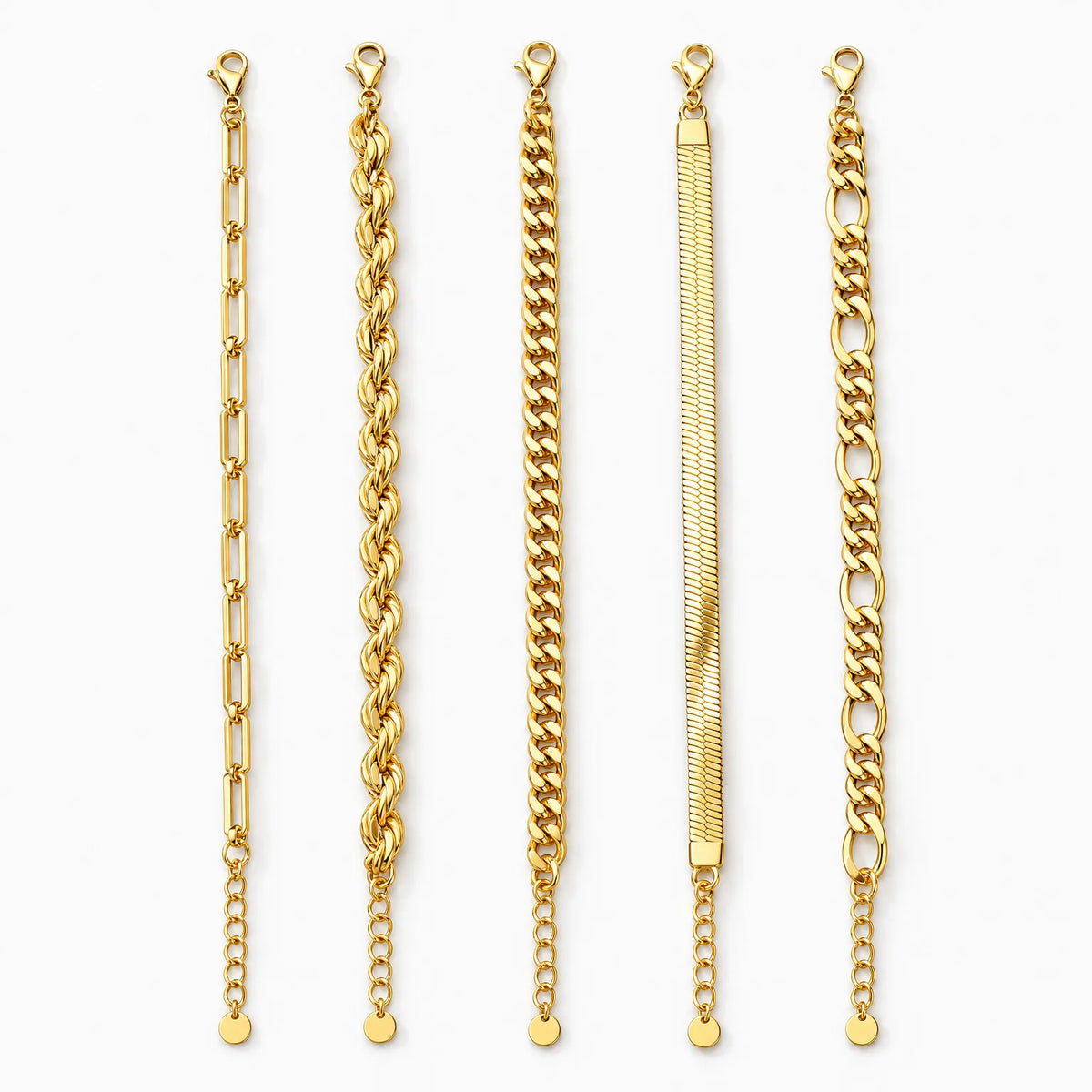 Zovelle - Layered Chain Link Bracelet Set Stack Multiple Textured Chains Together