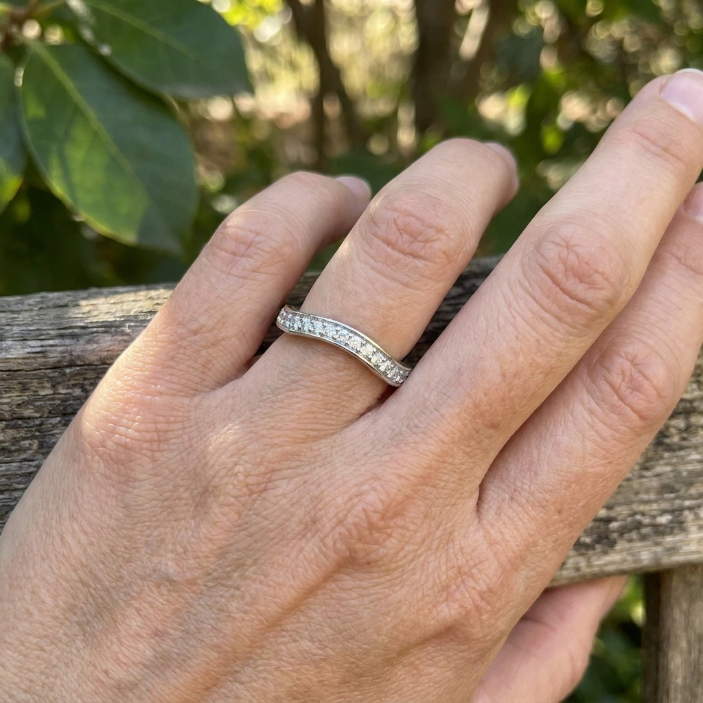 Calivo - Curved Half Eternity Ring For Stacking Stack It With Other Rings For A Layered Look